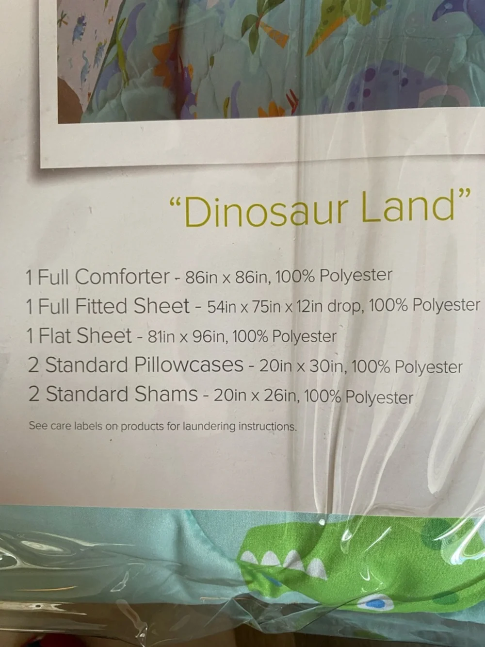 Wildkin 7 Pc Full Cotton Bed in a Bag for Boys & Girls: Dinosaur Land Blue NEW